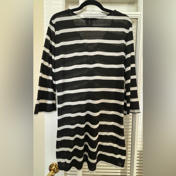 Striped Dress with lace up front-Size Large - Picture 2 of 4
